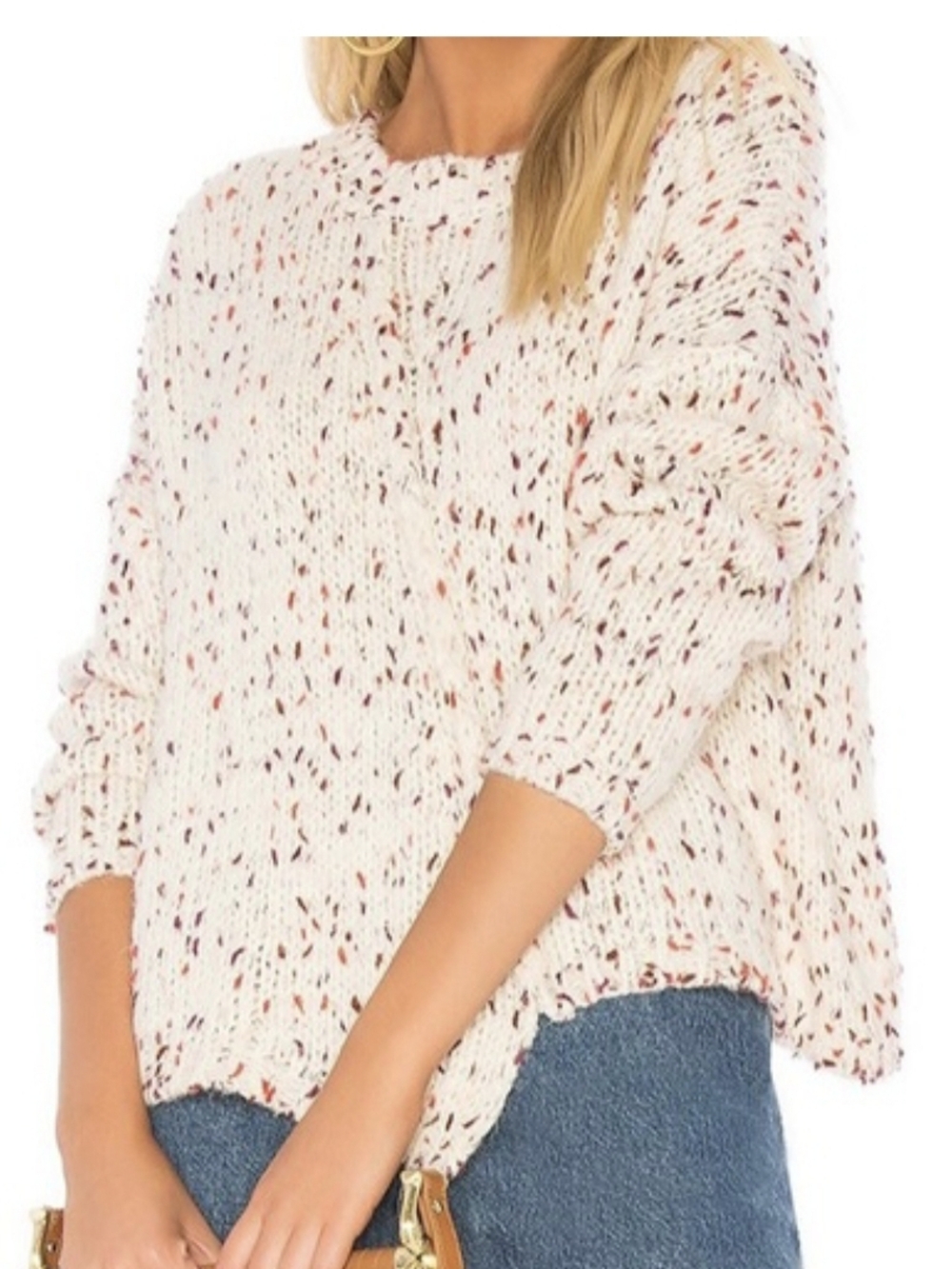 Heartloom Cream Speckled Crewneck Sweater with Rust & Black Flecks